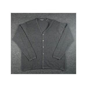 Brandini Fine Merino Wool Textured Knit Cardigan Sweater Gray XL Made in Italy